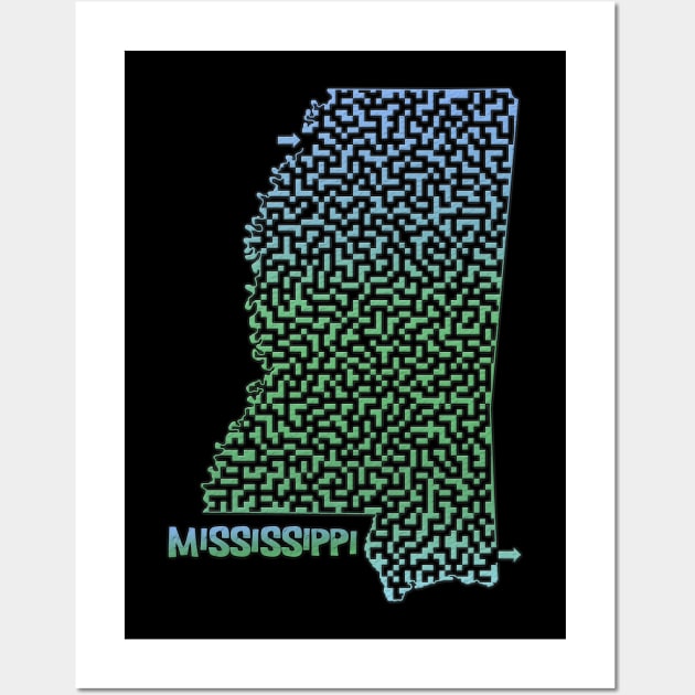 Mississippi State Outline Maze & Labyrinth Wall Art by gorff